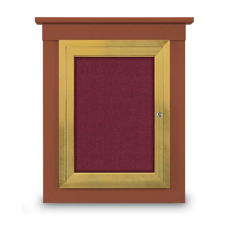 United Visual Products 72"x48" 3-Door Enclosed Letterboard, Burgundy Vinyl/Cherry UV2628O-CHERRY-BURGUNVL